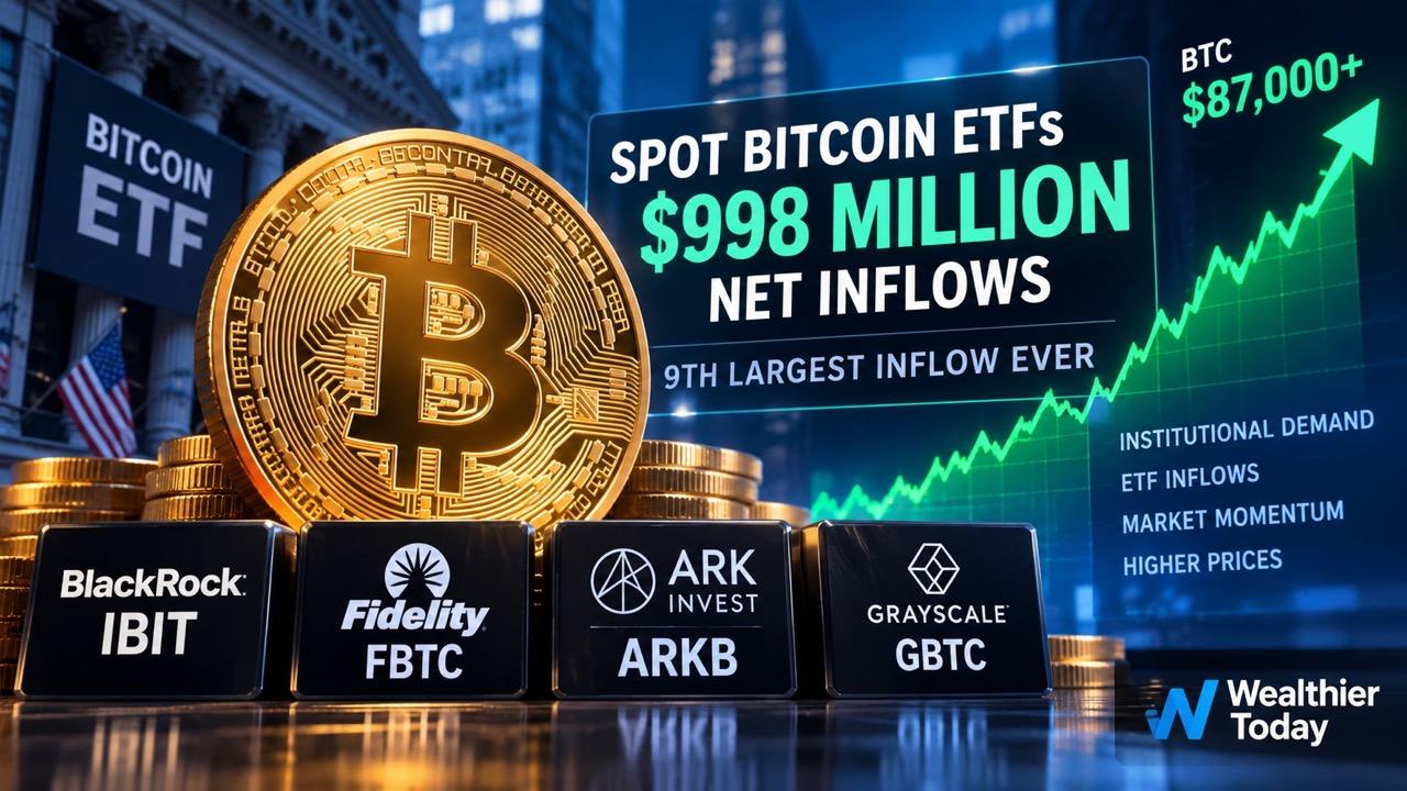 Bitcoin ETFs Pull In Nearly $1 Billion as BTC Price Rallies Above $87,000