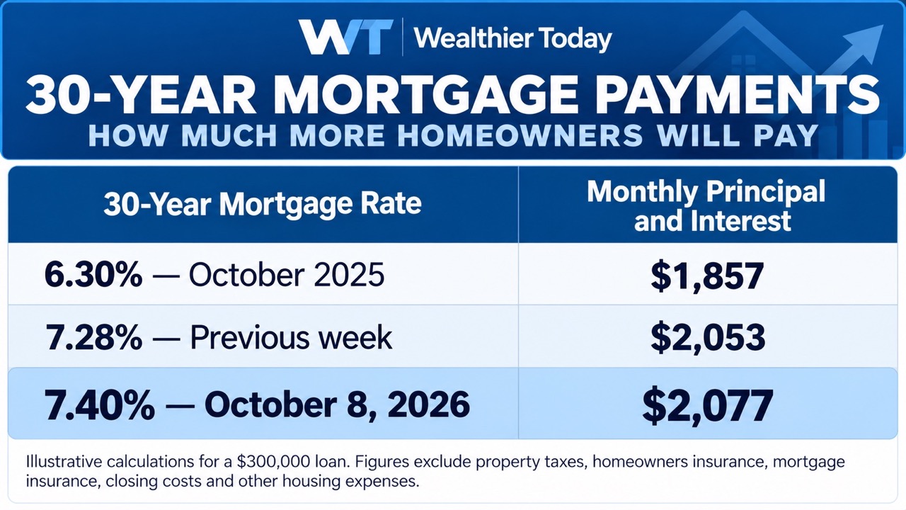mortgage payments on a $300,000 mortgage at 7.40% Chart showing mortgage payments on a $300,000 mortgage at 7.40%
