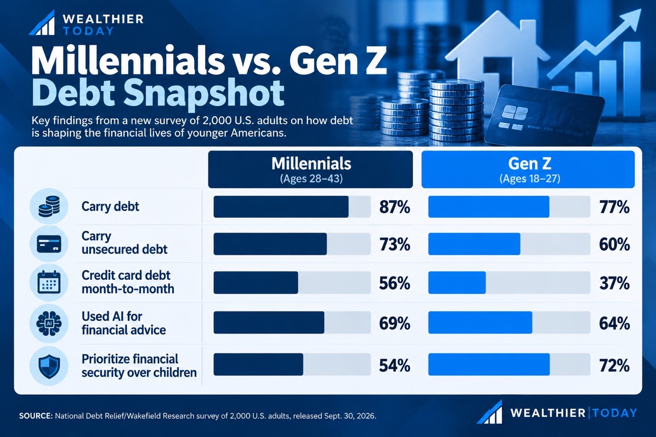 debt snapshot of Millenials versus Gen Z Chart showing the debt snapshot of Millenials versus Gen Z